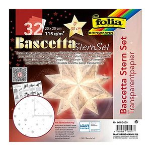 folia Faltblätter Bascetta-Stern Schneeflocke weiß, silber 32 Blatt