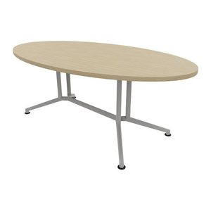 Quadrifoglio Konferenztisch X2 eiche oval, V-Gestell alu, 200,0 x 110,0 x 74,0 cm