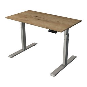Kerkmann Smart office elektrisch höhenverstellbarer Schreibtisch eiche rechteckig, T-Fuß-Gestell silber 120,0 x 65,0 cm