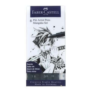 FABER-CASTELL Tuschest. Pitt Artist Pen Manga 6x schw.