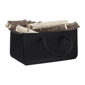 relaxdays Kaminholztasche 27,0 l schwarz 25,0 x 50,0 x 25,0 cm, 1 St.