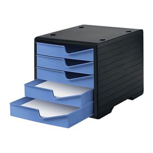 styro Schubladenbox styroswingbox  cornflower 275-8430.621, DIN A4 mit 5 Schubladen, 1 St.