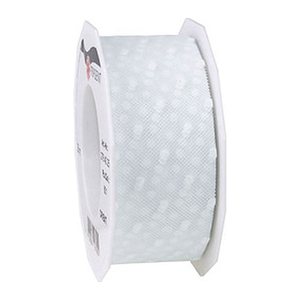 PRÄSENT Geschenkband ORIENT TÜLL MIT PUNKTEN matt und transparent weiß 40 mm x 25 m
