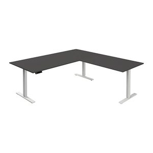 Kerkmann Move 3 elektrisch höhenverstellbarer Schreibtisch anthrazit L-Form, T-Fuß-Gestell weiß 200,0 x 100,0 cm