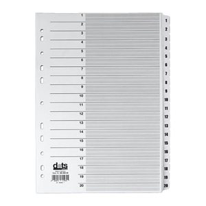 dots Ordnerregister Mylar DIN A4 Vollformat 1-20 weiß 20-teilig, 1 Satz