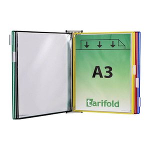 tarifold Wand-Sichttafelsystem 418109 DIN A3 farbsortiert mit 10 St. Sichttafeln, 1 St.