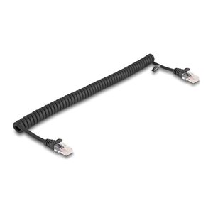 DELOCK RJ45 Spiralkabel Stecker zu Stecker Cat.5e 1m Schwarz