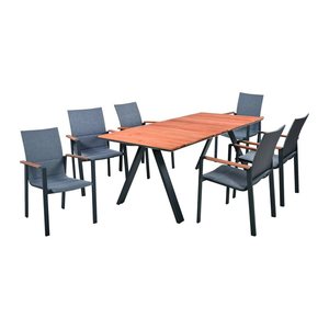 Garden Pleasure Sitzgruppe DAVINA grau, anthrazit Kunststoff, Metall, 7-teilig