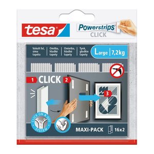 tesa Klettstreifen Powerstrips LARGE Click weiß, 16 St.