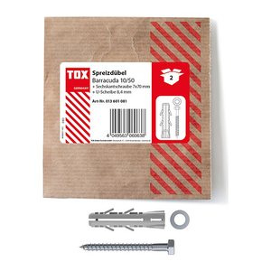 TOX BARRACUDA 013601081 Dübel mit Schrauben Ø 10 mm x 50 mm, 2 St.