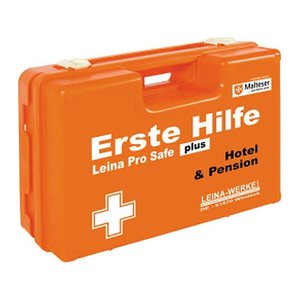 LEINA-WERKE Erste-Hilfe-Koffer Pro Safe plus Hotel & Pension DIN 13169 + Erweiterung orange
