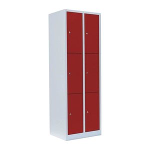 LÜLLMANN Schließfachschrank feuerrot, lichtgrau 520324, 6 Schließfächer 60,0 x 50,0 x 180,0 cm