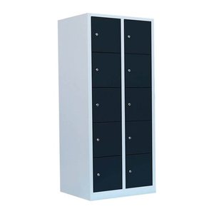 LÜLLMANN Schließfachschrank anthrazit, lichtgrau 523528, 10 Schließfächer 80,0 x 50,0 x 180,0 cm