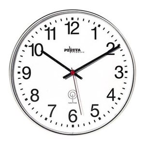 PEWETA Funkwanduhr weiß silber Kunststoff, Ø 30,0 cm