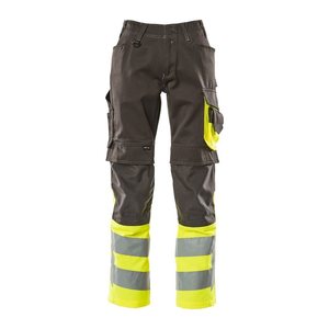 MASCOT® unisex Warnschutzhose Leeds dunkelanthrazit, gelb Größe 48