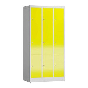 ClassiX Schließfachschrank lichtgrau, zinkgelb X-520336, 9 Schließfächer 87,0 x 50,0 x 180,0 cm