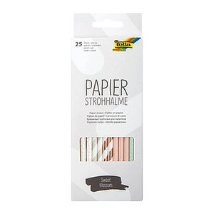 folia Strohhalme SWEET BLOSSOM farbsortiert Papier, knickbar, 25 St.