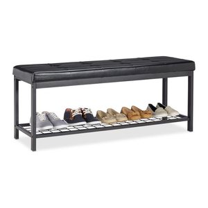 relaxdays Schuhbank 10023311_46 schwarz Metall 115,0 cm