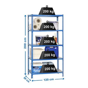 Simonrack Schwerlastregal SIMONCLICK MEGAPLUS 8425437076961 blau, silber 120,0 x 50,0 x 200,0 cm