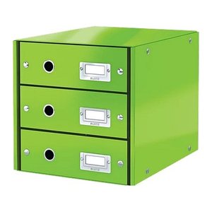 LEITZ Schubladenbox Click & Store grün 60480054, DIN A4 mit 3 Schubladen, 1 St.