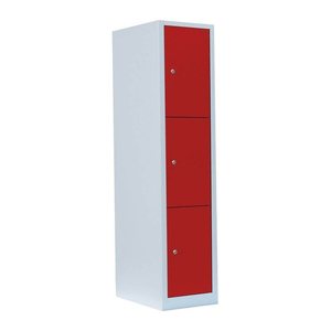 LÜLLMANN Schließfachschrank feuerrot, lichtgrau 523314, 3 Schließfächer 41,5 x 50,0 x 180,0 cm