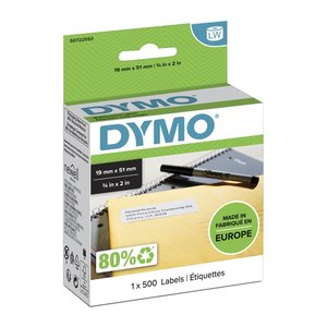DYMO Etikettenrolle für Etikettendrucker S0722550 weiß, 51,0 x 19,0 mm, 1 x 500 Etiketten
