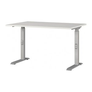 GERMANIA DOWNEY höhenverstellbarer Schreibtisch lichtgrau rechteckig, C-Fuß-Gestell silber 120,0 x 80,0 cm