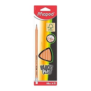 maped BLACK'PEPS Bleistifte HB naturbelassen mit Radierer, 6 St.