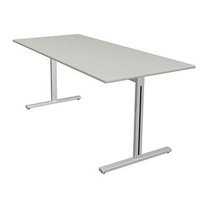 Kerkmann Form 1 Schreibtisch lichtgrau rechteckig, T-Fuß-Gestell silber 180,0 x 80,0 cm
