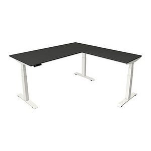 Kerkmann Move 4 elektrisch höhenverstellbarer Schreibtisch anthrazit rechteckig, T-Fuß-Gestell weiß 180,0 x 180,0 cm