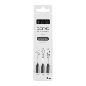 COPIC® Multiliner Fineliner schwarz 0.5 + 0.8 + 1.0 mm, 3 St.