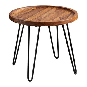 WOHNLING Couchtisch rund Massivholz sheesham 45,0 x 45,0 x 40,0 cm, 1 St.