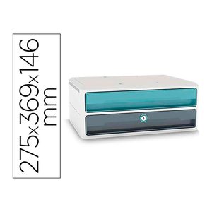 cep Schubladenbox MoovUp mit Schloss  mint, grau 1091112961, DIN A4 quer mit 2 Schubladen, 1 St.