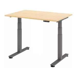 HAMMERBACHER XDSM12 elektrisch höhenverstellbarer Schreibtisch ahorn rechteckig, T-Fuß-Gestell grau 120,0 x 80,0 cm