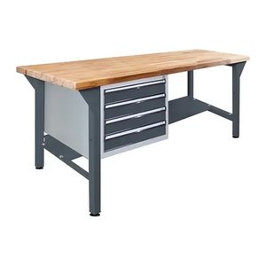 ADB Werkbank  anthrazitgrau, lichtgrau 4 Schubladen 150,0 x 75,0 x 85,0 cm