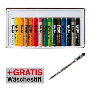 AKTION: Pentel Arts Stoffmalkreide farbsortiert 1 Set + GRATIS Pentel Gel-Tintenroller "Gel for fabric"