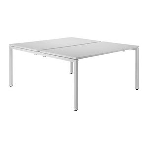 PAPERFLOW easyDesk Doppelschreibtisch weiß rechteckig, 4-Fuß-Gestell weiß 140,0 x 166,0 cm