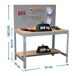 Simonrack Werkbank SIMONWORK BT2 grau 91,0 x 61,0 x 144,5 cm