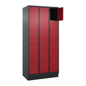 CP Schließfachschrank Classic PLUS rubinrot, schwarzgrau 080020-305 S10038, 15 Schließfächer 90,0 x 50,0 x 195,0 cm