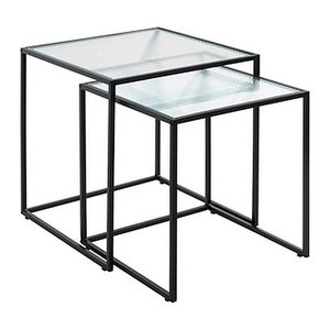 HAKU Möbel Beistelltische-Set quadratisch Sicherheitsglas schwarz, 2 St.