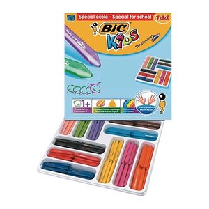 BIC Kids Plastidecor Triangle Wachsmalstifte farbsortiert, 144 St.