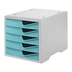 styro Schubladenbox styroswingbox  aqua 275-8430.5281, DIN A4 mit 5 Schubladen, 1 St.