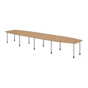 HAMMERBACHER Konferenztisch KT52S lichtgrau Tonnenform, Rundrohr silber, 520,0 x 85,0 - 130,0 x 74,0 cm