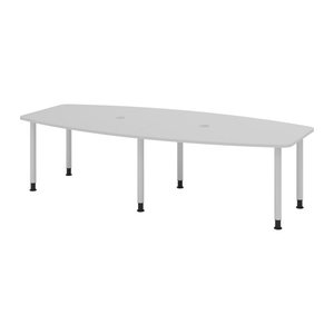 HAMMERBACHER Konferenztisch KT28C lichtgrau Tonnenform, Rundrohr silber, 280,0 x 85,0 - 130,0 x 72,0 - 74,0 cm