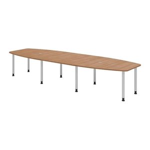 HAMMERBACHER Konferenztisch KT40C nussbaum Tonnenform, Rundrohr silber, 400,0 x 85,0 - 130,0 x 72,0 - 74,0 cm