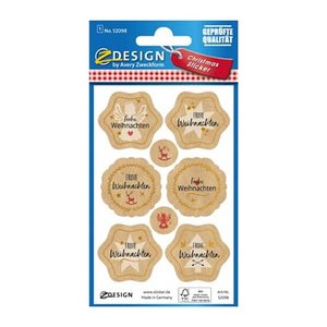 AVERY Zweckform Aufkleber Frohe Weihnachten, braun, 8 Etiketten