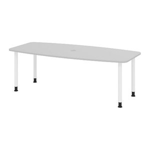 HAMMERBACHER Konferenztisch KT22C lichtgrau Tonnenform, Rundrohr weiß, 220,0 x 83,0/103,0 x 72,0 - 74,0 cm