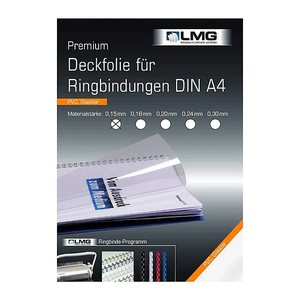 LMG Deckfolien für Bindemappen PREMIUM transparent, DIN A4 0,15 mm, 100 St.
