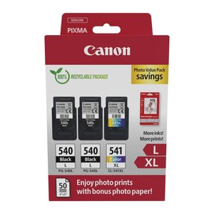 Canon PG-540Lx2/CL-541XL schwarz, color Druckköpfe + Fotopapier, 3er-Set