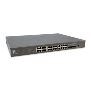 LevelOne PoE+Switch 24xGE PoE/4x10GSFP+ 400W 19" Managed L3